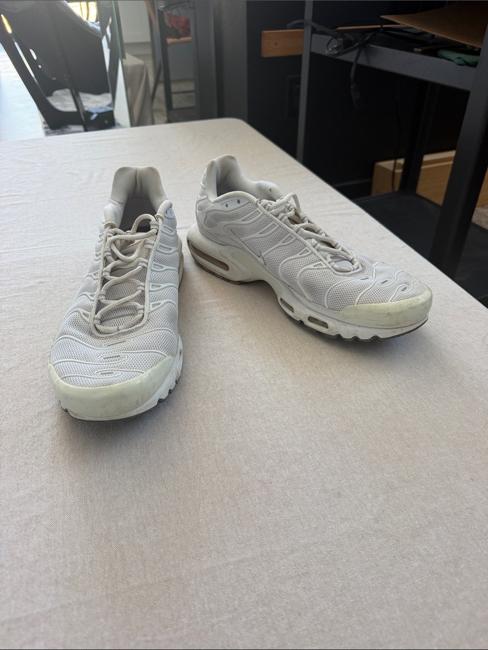 Nike Air Max Plus (Tn) Men's Neutral White Mesh Athletic Sneakers